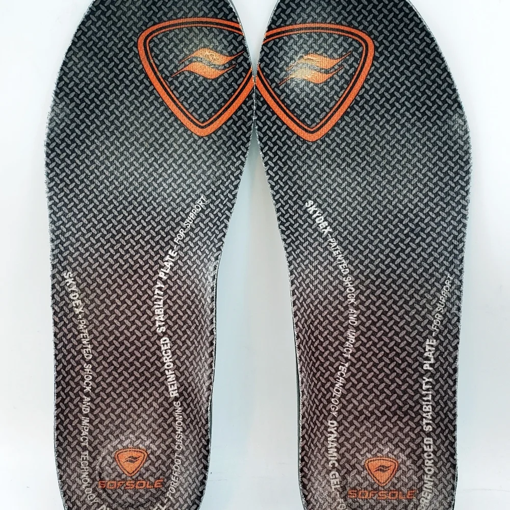 SOFSOLE Mens Size 9 - 10.5 Black Trimmable Shock Absorbing Gel Insoles Skydex